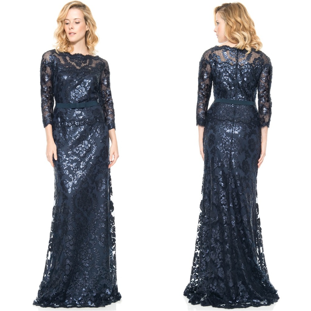 Tadashi Shoji Navy Lace Maxi Dress